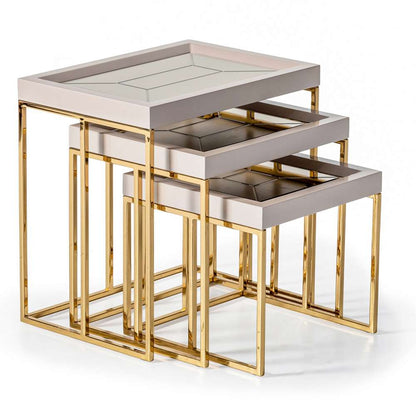 AICO by Michael Amini - Carmela Nesting Tables, Set of 3 - Shimmer Ivory - LFR-CRMA224-141 veiw 6
