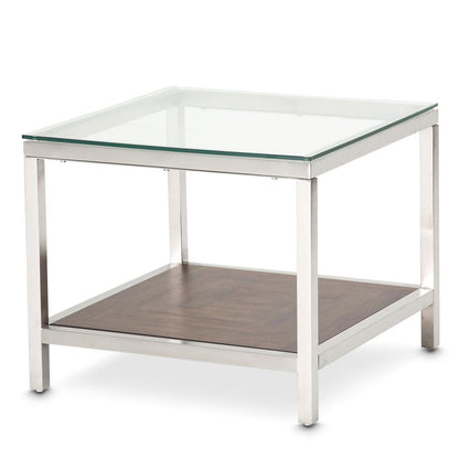 AICO by Michael Amini - Diversey End Table w/ Glass Top - FS-DVRSY202_CLOSEOUT veiw 1