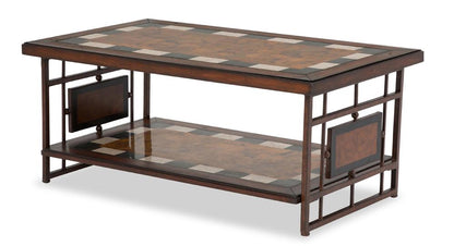 AICO by Michael Amini - Freestanding Sao Paulo Rect. Cocktail Table w/ Stone Top & Metal Accent Base - FS-SOPLO201_CLOSEOUT veiw 1
