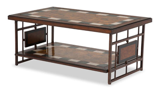 AICO by Michael Amini - Freestanding Sao Paulo Rect. Cocktail Table w/ Stone Top & Metal Accent Base - FS-SOPLO201_CLOSEOUT veiw 1