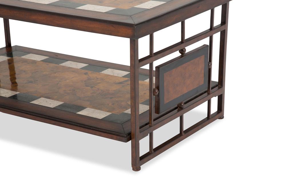 AICO by Michael Amini - Freestanding Sao Paulo Rect. Cocktail Table w/ Stone Top & Metal Accent Base - FS-SOPLO201_CLOSEOUT veiw 2