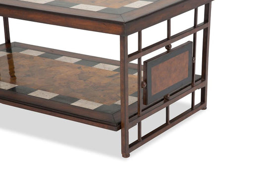 AICO by Michael Amini - Freestanding Sao Paulo Rect. Cocktail Table w/ Stone Top & Metal Accent Base - FS-SOPLO201_CLOSEOUT veiw 2