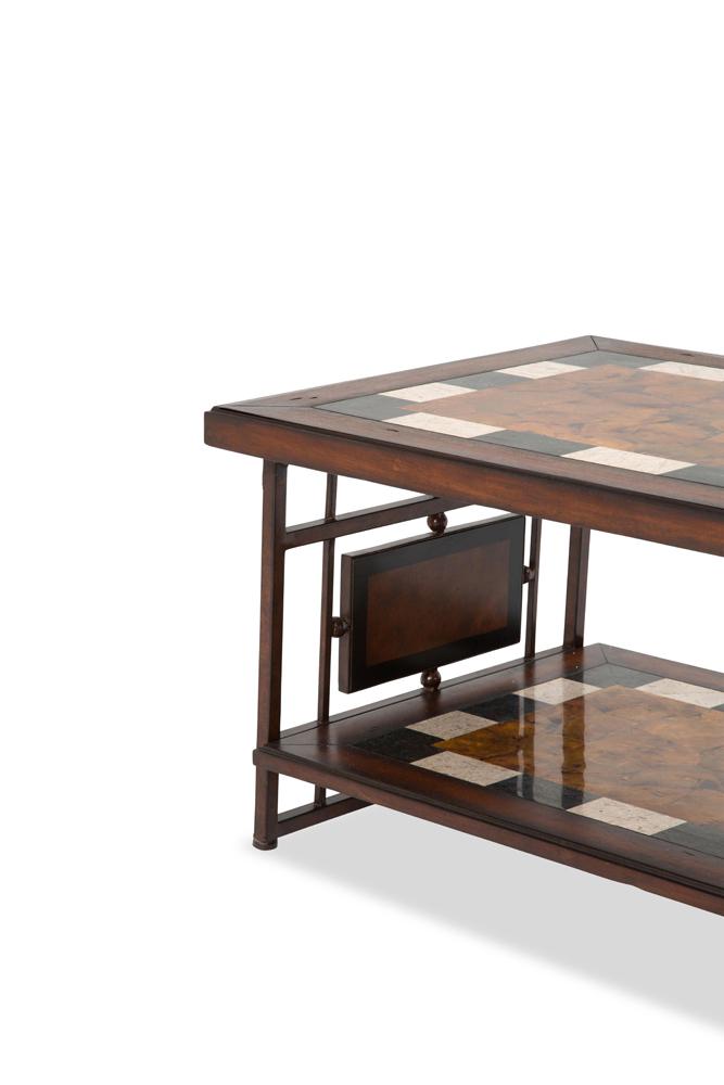AICO by Michael Amini - Freestanding Sao Paulo Rect. Cocktail Table w/ Stone Top & Metal Accent Base - FS-SOPLO201_CLOSEOUT veiw 3