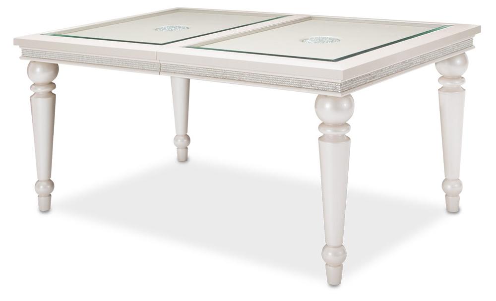 AICO by Michael Amini - Glimmering Heights 4 Leg Dining Table Complete in Ivory veiw 1