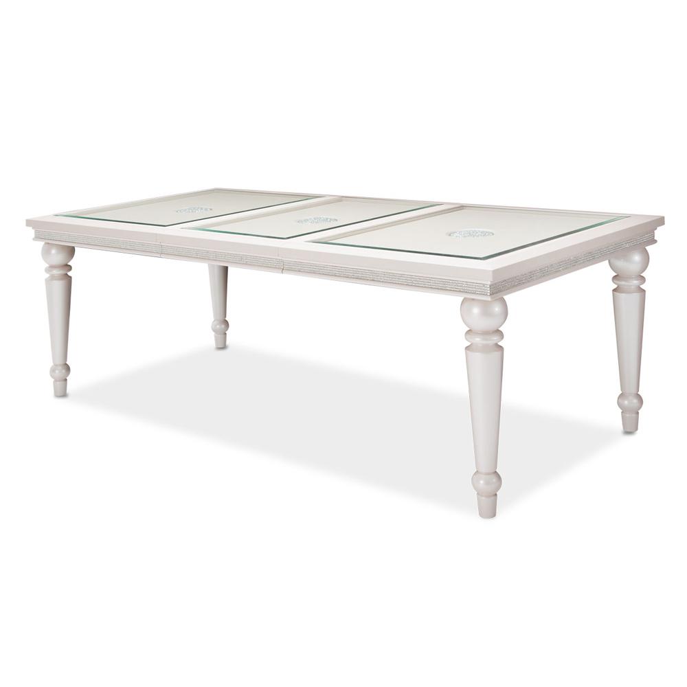 AICO by Michael Amini - Glimmering Heights 4 Leg Dining Table Complete in Ivory veiw 2
