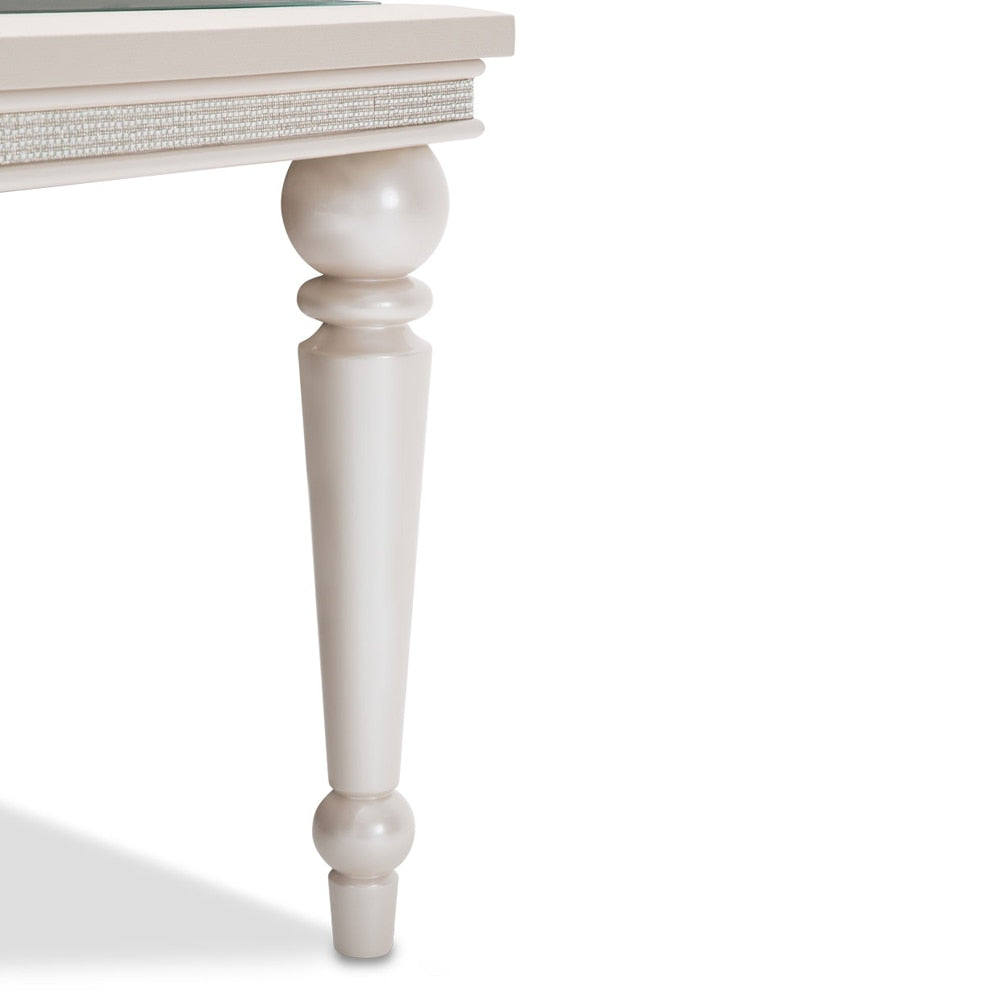 AICO by Michael Amini - Glimmering Heights 4 Leg Dining Table Complete in Ivory veiw 6