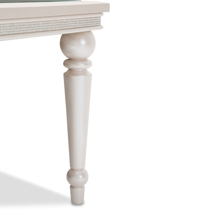 AICO by Michael Amini - Glimmering Heights 4 Leg Dining Table Complete in Ivory veiw 6