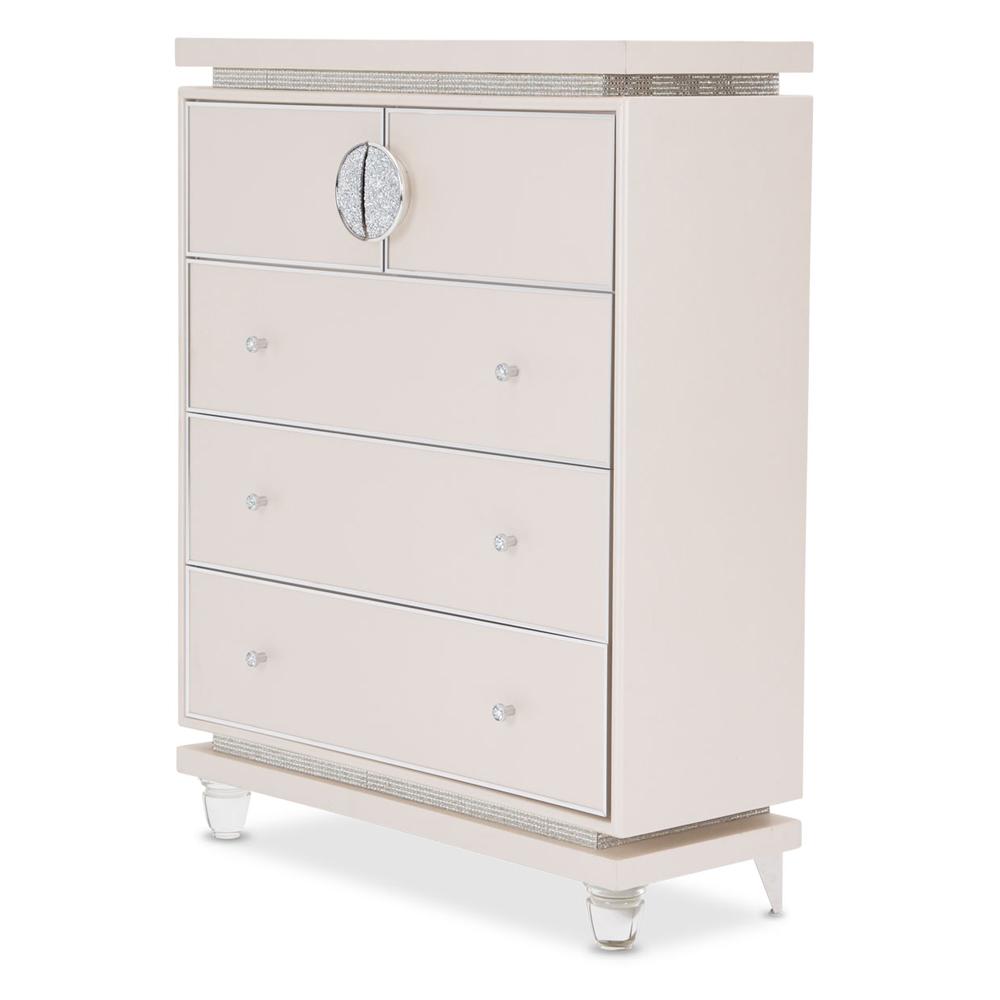 AICO by Michael Amini - Glimmering Heights Upholstered 5 Drawer Chest in Ivory - 9011070-111 veiw 1