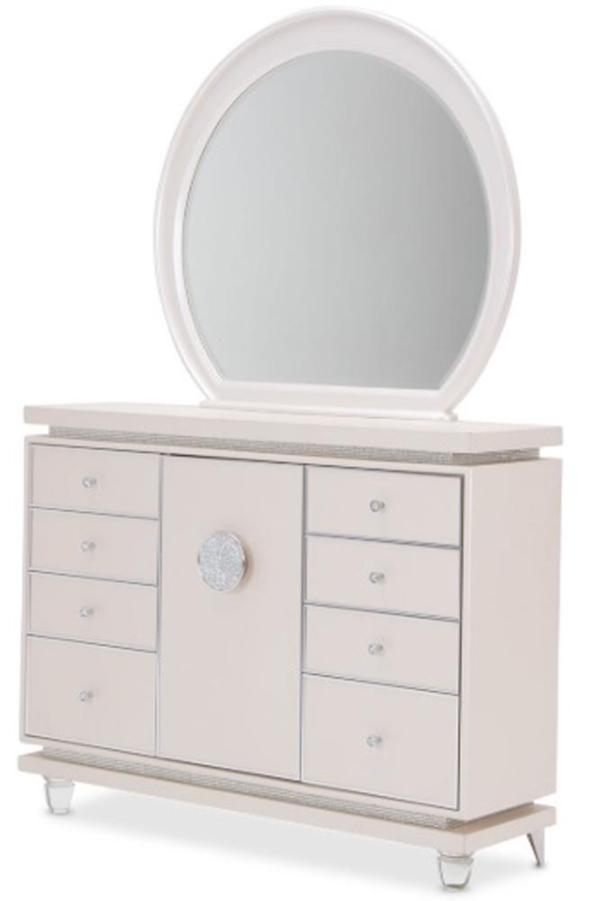 AICO by Michael Amini - Glimmering Heights Upholstered Dresser and Mirror in Ivory - 9011050-260-111 veiw 1