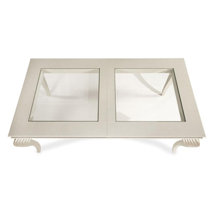 AICO by Michael Amini - Hollywood Swank 4 Leg Dining Table w/ Glass Inserts in Pearl Caviar - NT03000-11_CLOSEOUT veiw 3