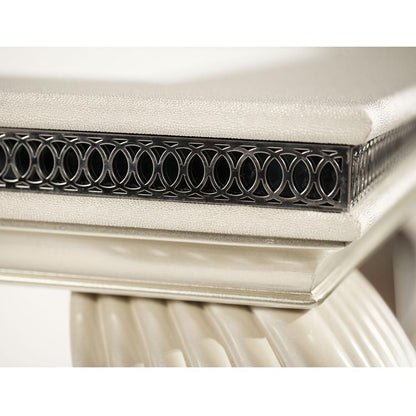 AICO by Michael Amini - Hollywood Swank 4 Leg Dining Table w/ Glass Inserts in Pearl Caviar - NT03000-11_CLOSEOUT veiw 5
