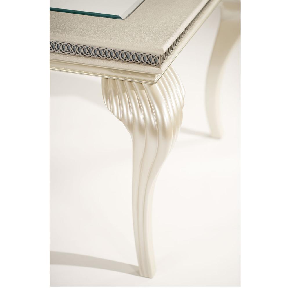 AICO by Michael Amini - Hollywood Swank 4 Leg Dining Table w/ Glass Inserts in Pearl Caviar - NT03000-11_CLOSEOUT veiw 6