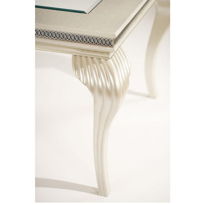 AICO by Michael Amini - Hollywood Swank 4 Leg Dining Table w/ Glass Inserts in Pearl Caviar - NT03000-11_CLOSEOUT veiw 6