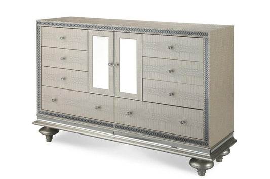 AICO by Michael Amini - Hollywood Swank Upholstered Dresser in Crystal Croc - NT03050-09_CLOSEOUT veiw 1