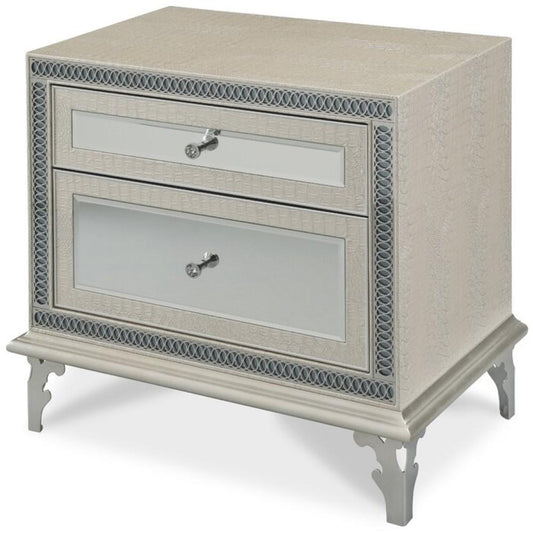 AICO by Michael Amini - Hollywood Swank Upholstered Nightstand in Crystal Croc - NT03040-09_CLOSEOUT veiw 1