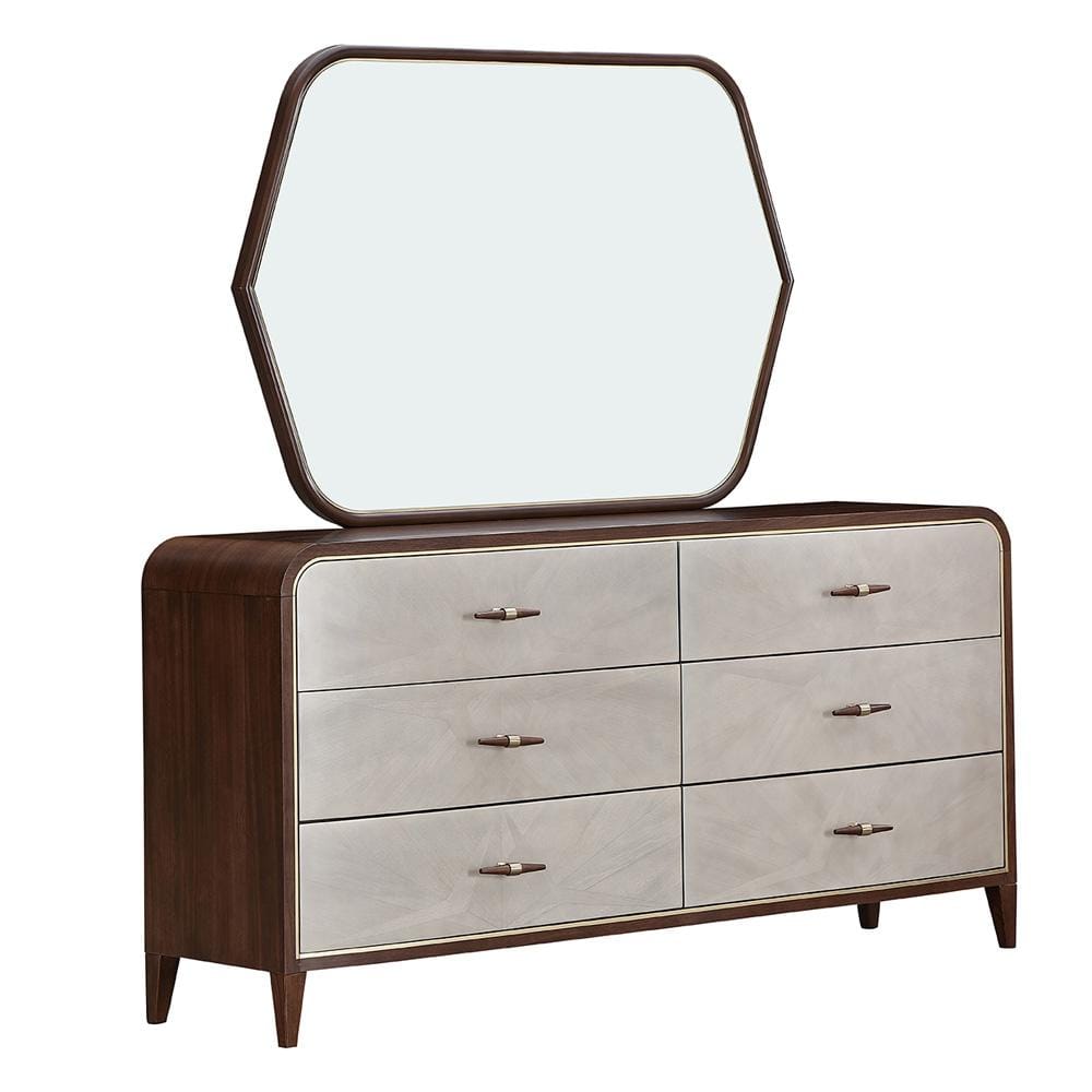 AICO by Michael Amini - Houston Dresser with Mirror - Walnut - 9095050SA-260-416 veiw 1