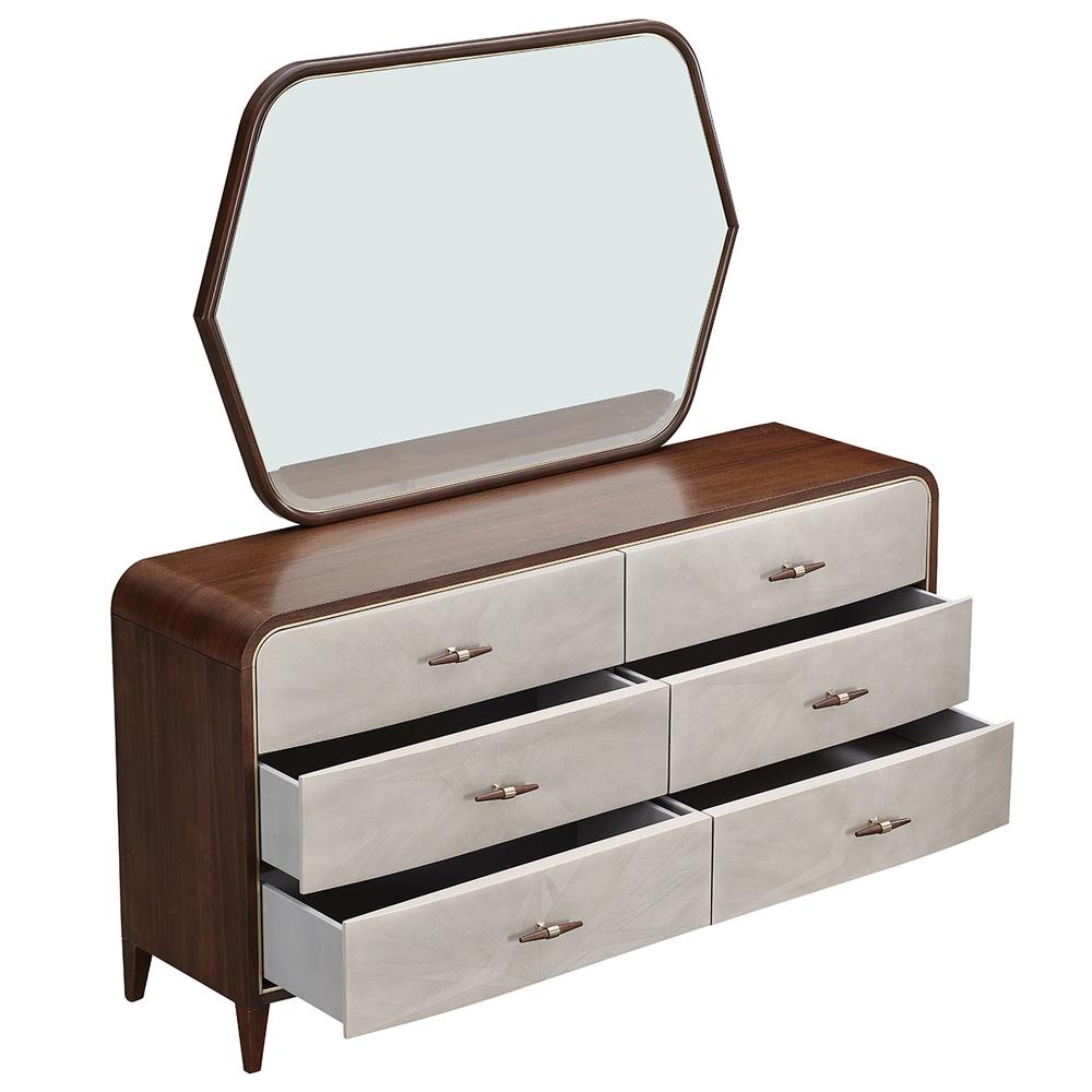 AICO by Michael Amini - Houston Dresser with Mirror - Walnut - 9095050SA-260-416 veiw 3