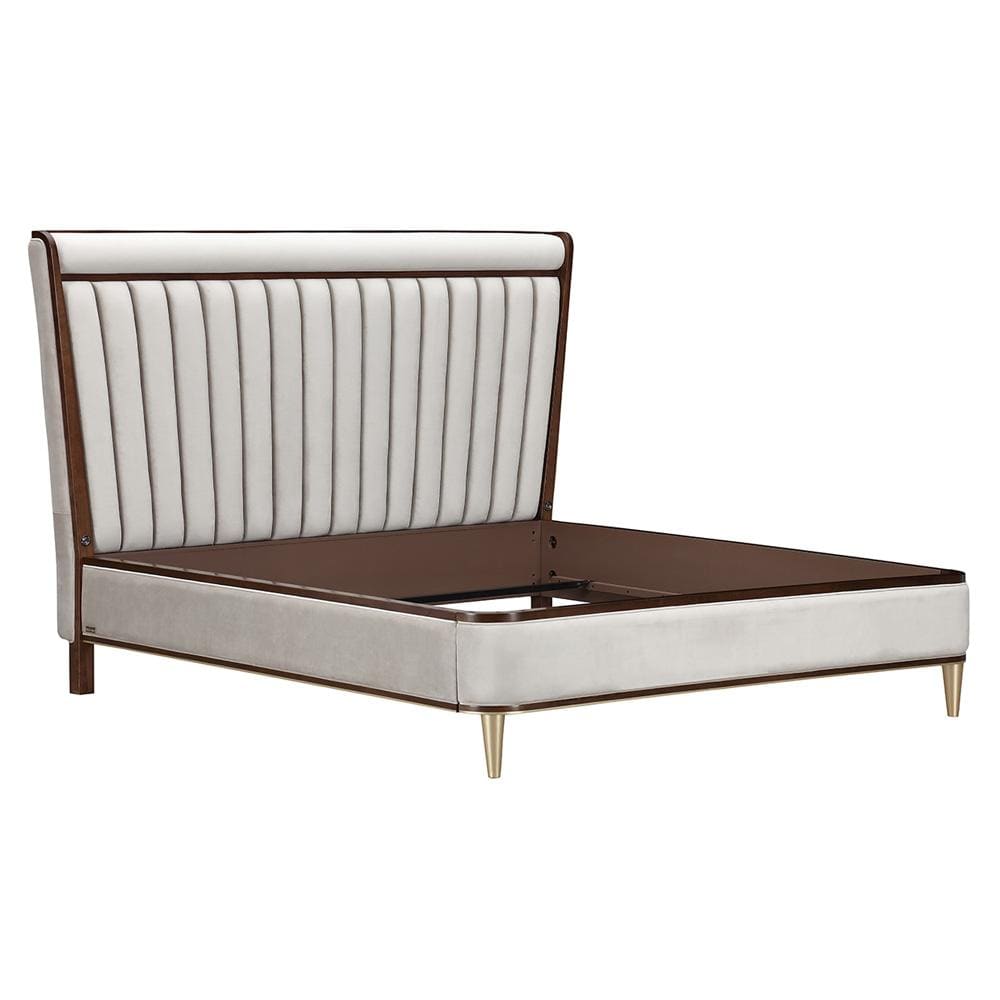 AICO by Michael Amini - Houston Eastern King Channel Tufted Panel Bed - Porcini/Walnut - 9095000EK3-416 veiw 1