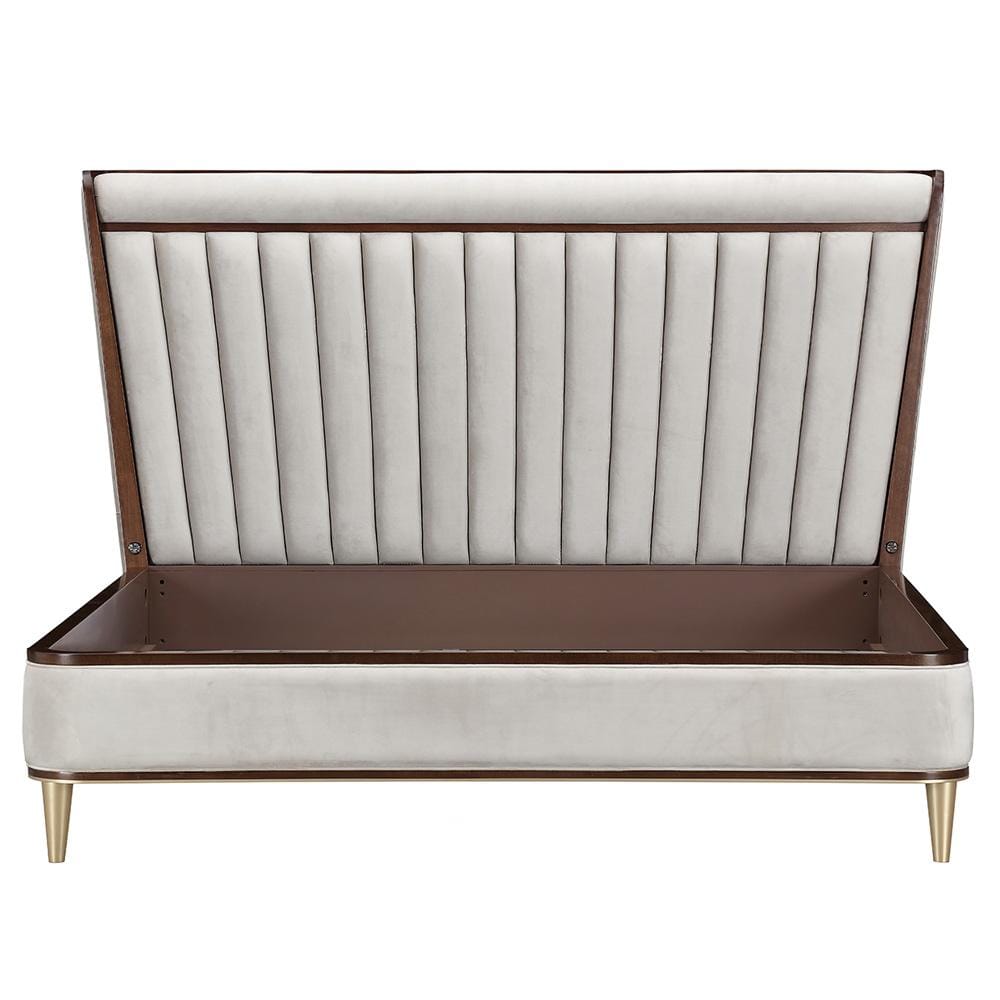 AICO by Michael Amini - Houston Eastern King Channel Tufted Panel Bed - Porcini/Walnut - 9095000EK3-416 veiw 2