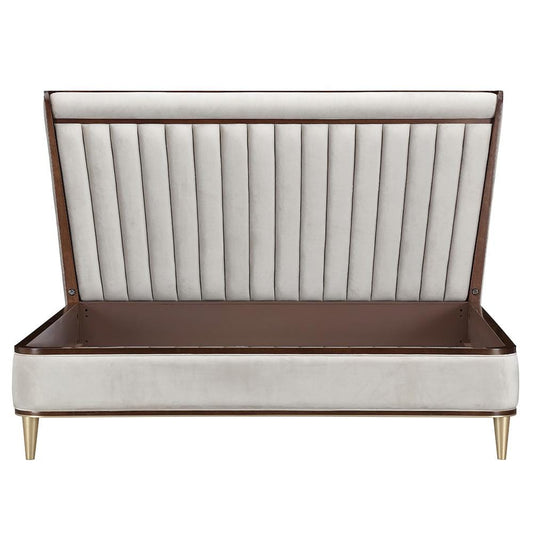 AICO by Michael Amini - Houston Eastern King Channel Tufted Panel Bed - Porcini/Walnut - 9095000EK3-416 veiw 2