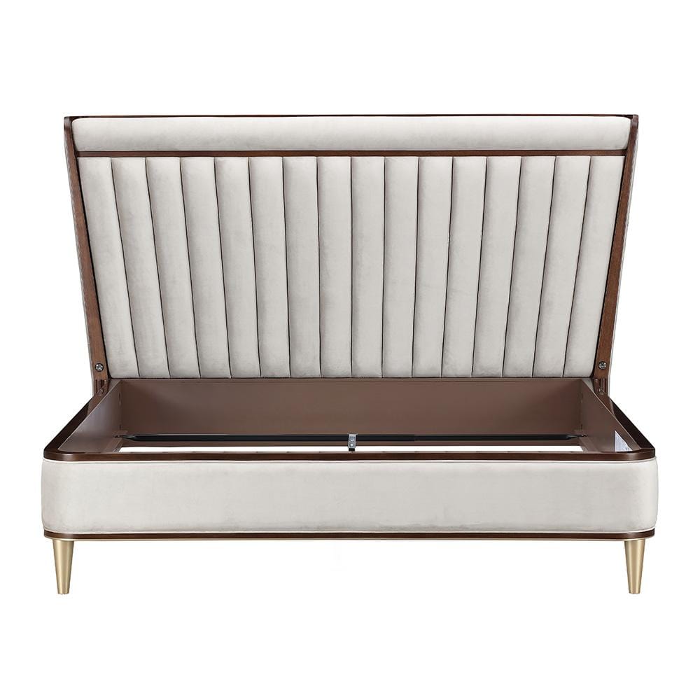 AICO by Michael Amini - Houston Eastern King Channel Tufted Panel Bed - Porcini/Walnut - 9095000EK3-416 veiw 3