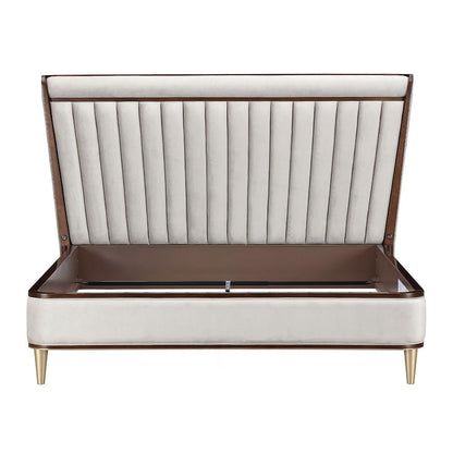 AICO by Michael Amini - Houston Eastern King Channel Tufted Panel Bed - Porcini/Walnut - 9095000EK3-416 veiw 3