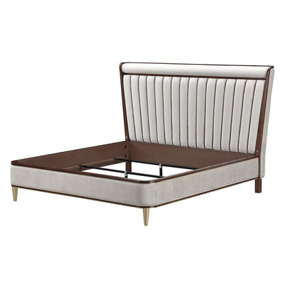 AICO by Michael Amini - Houston Eastern King Channel Tufted Panel Bed - Porcini/Walnut - 9095000EK3-416 veiw 4