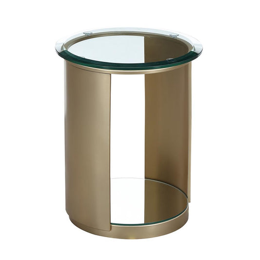 AICO by Michael Amini - Houston Round Chairside Table - Brushed Gold - 9095222-816 veiw 1