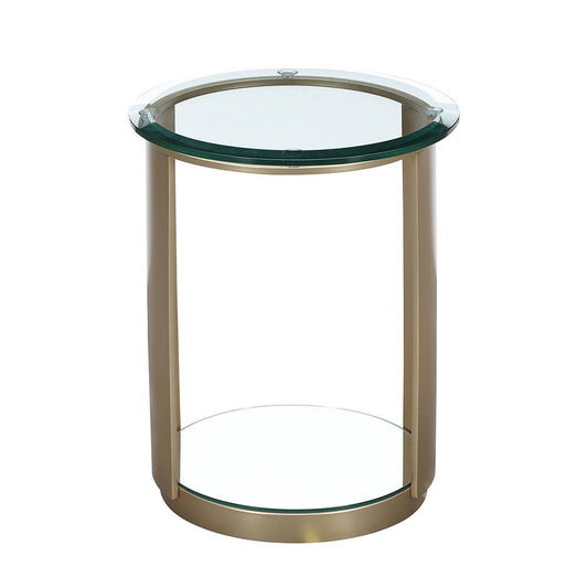 AICO by Michael Amini - Houston Round Chairside Table - Brushed Gold - 9095222-816 veiw 2
