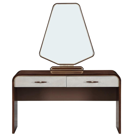 AICO by Michael Amini - Houston Vanity Table with Mirror - Walnut - 9095058VAN2-416 veiw 2