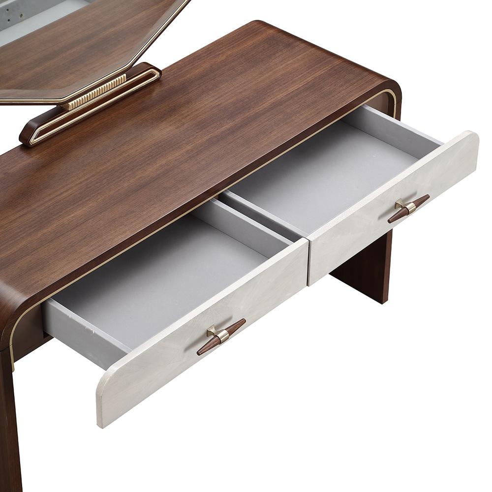 AICO by Michael Amini - Houston Vanity Table with Mirror - Walnut - 9095058VAN2-416 veiw 6