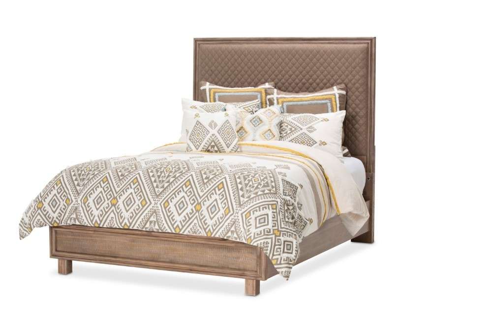 AICO by Michael Amini - Hudson Ferry - Cal. King Brn Fabric Diamond Quilted Panel Bed - Driftwood - KI-HUDF014CKB-216 veiw 1