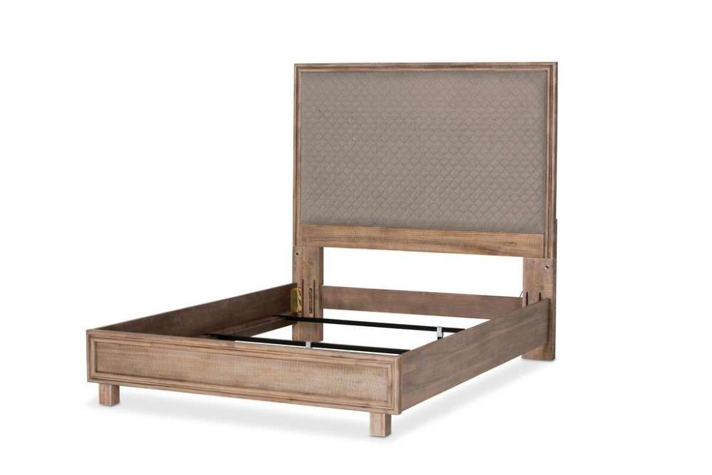 AICO by Michael Amini - Hudson Ferry - Queen Gray Fabric Diamond Quilted Panel Bed - Driftwood - KI-HUDF012QNG-216 veiw 1