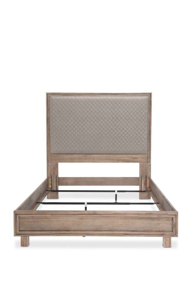 AICO by Michael Amini - Hudson Ferry - Queen Gray Fabric Diamond Quilted Panel Bed - Driftwood - KI-HUDF012QNG-216 veiw 2