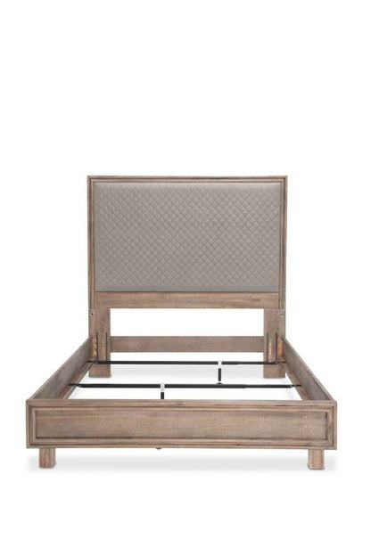 AICO by Michael Amini - Hudson Ferry - Queen Gray Fabric Diamond Quilted Panel Bed - Driftwood - KI-HUDF012QNG-216 veiw 2