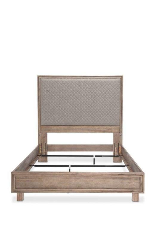 AICO by Michael Amini - Hudson Ferry - Queen Gray Fabric Diamond Quilted Panel Bed - Driftwood - KI-HUDF012QNG-216 veiw 2
