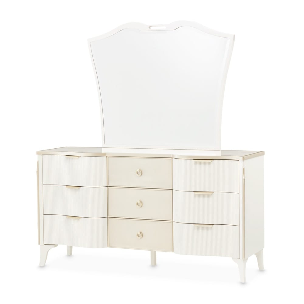 AICO by Michael Amini - La Marisia Dresser with Mirror - Creamy Pearl - 9089050SA-060-112 veiw 1