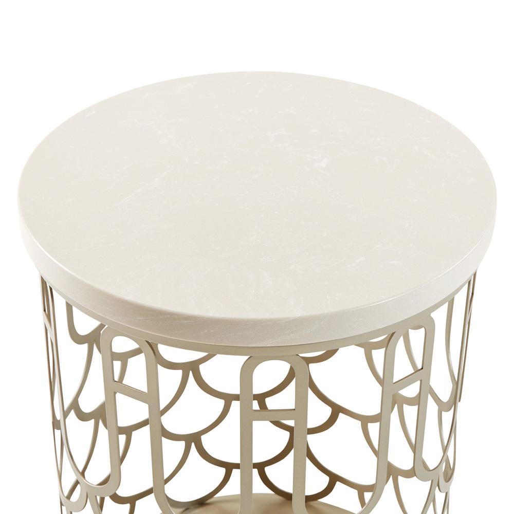 AICO by Michael Amini - La Marisia Marble Chairside Table - Creamy Pearl/Champagne - 9089225-112 veiw 3