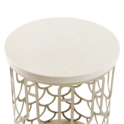 AICO by Michael Amini - La Marisia Marble Chairside Table - Creamy Pearl/Champagne - 9089225-112 veiw 3