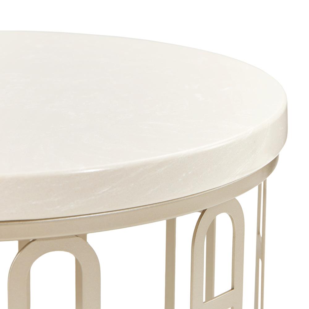 AICO by Michael Amini - La Marisia Marble Chairside Table - Creamy Pearl/Champagne - 9089225-112 veiw 4