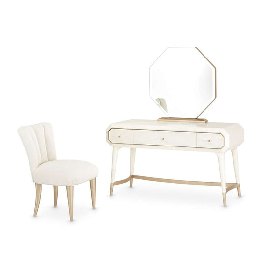 AICO by Michael Amini - La Rachelle Vanity Set with Mirror & Chair - Champagne - 9034058VAN3-136 veiw 1