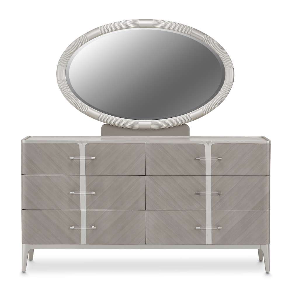 AICO by Michael Amini - Lanterna Dresser & Mirror - Silver Mist - N9032050-60-823 veiw 2
