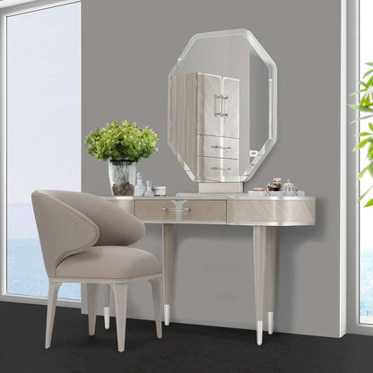 AICO by Michael Amini - Lanterna Vanity Set with Mirror & Chair - Silver Mist - 9032000VAN3-823 veiw 2