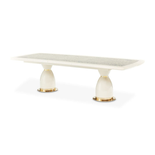 AICO by Michael Amini - Lisbon Double Pedestal Dining Table - Silken Matte Cream - LFR-LSBN002-140 veiw 1