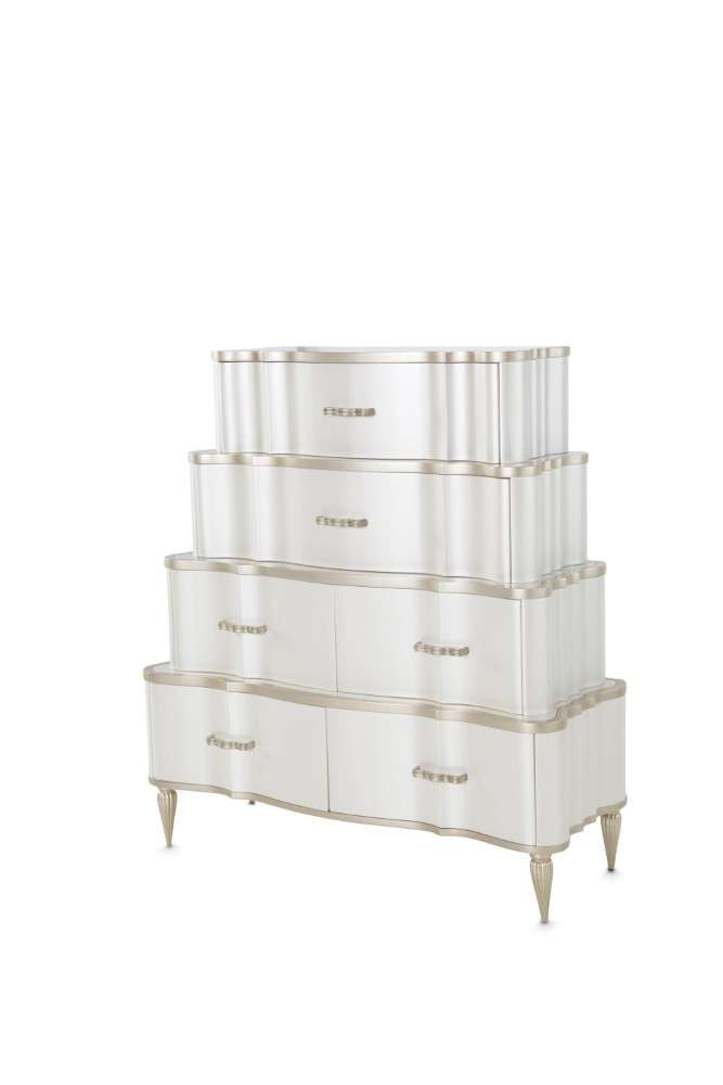 AICO by Michael Amini - London Place 6-Drawer Tiered Chest - Creamy Pearl - N9004070SA-112 veiw 3