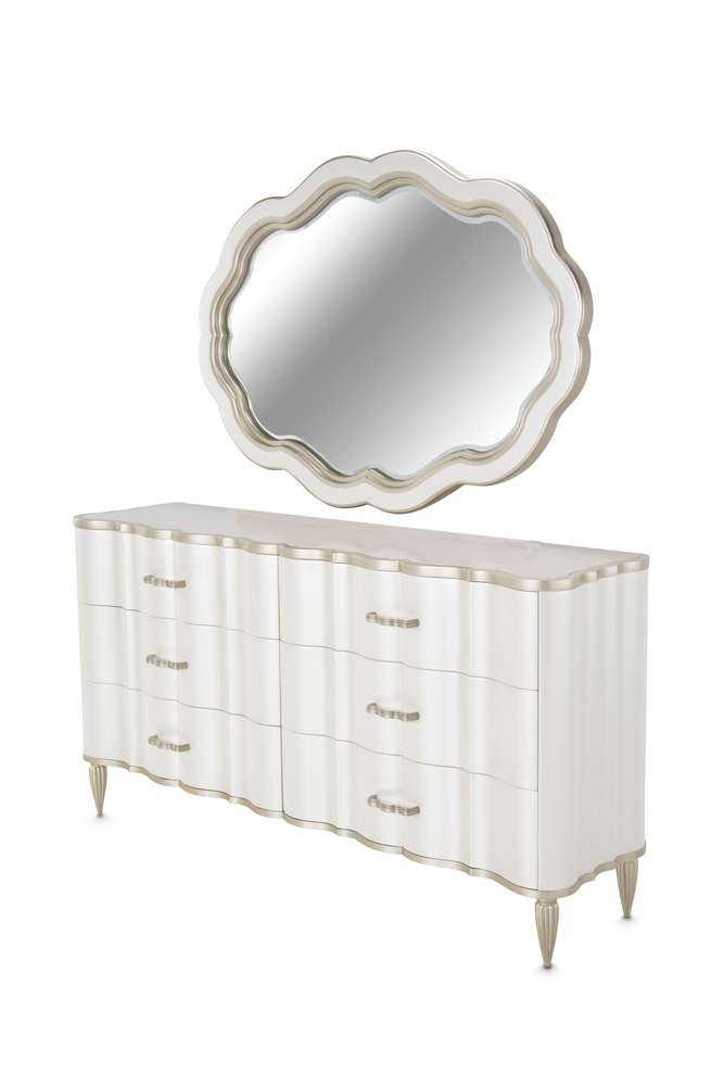 AICO by Michael Amini - London Place Dresser with Mirror - Creamy Pearl - N9004050SA-260-112 veiw 1