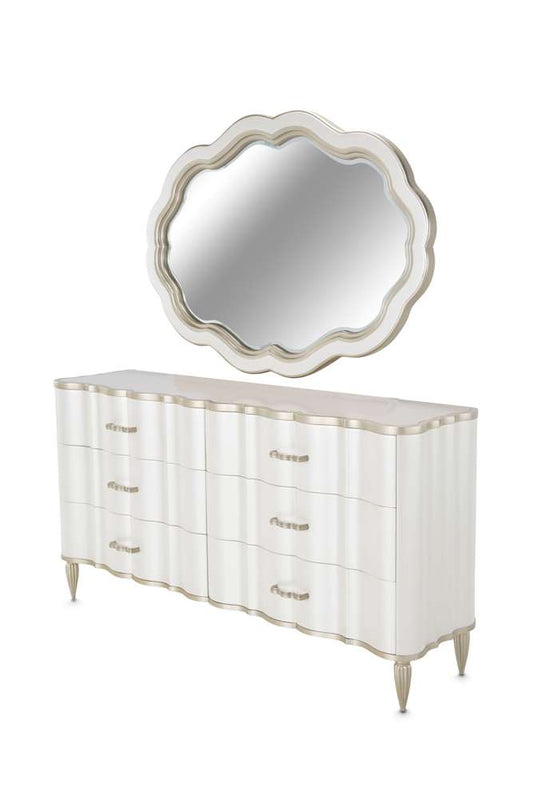 AICO by Michael Amini - London Place Dresser with Mirror - Creamy Pearl - N9004050SA-260-112 veiw 1