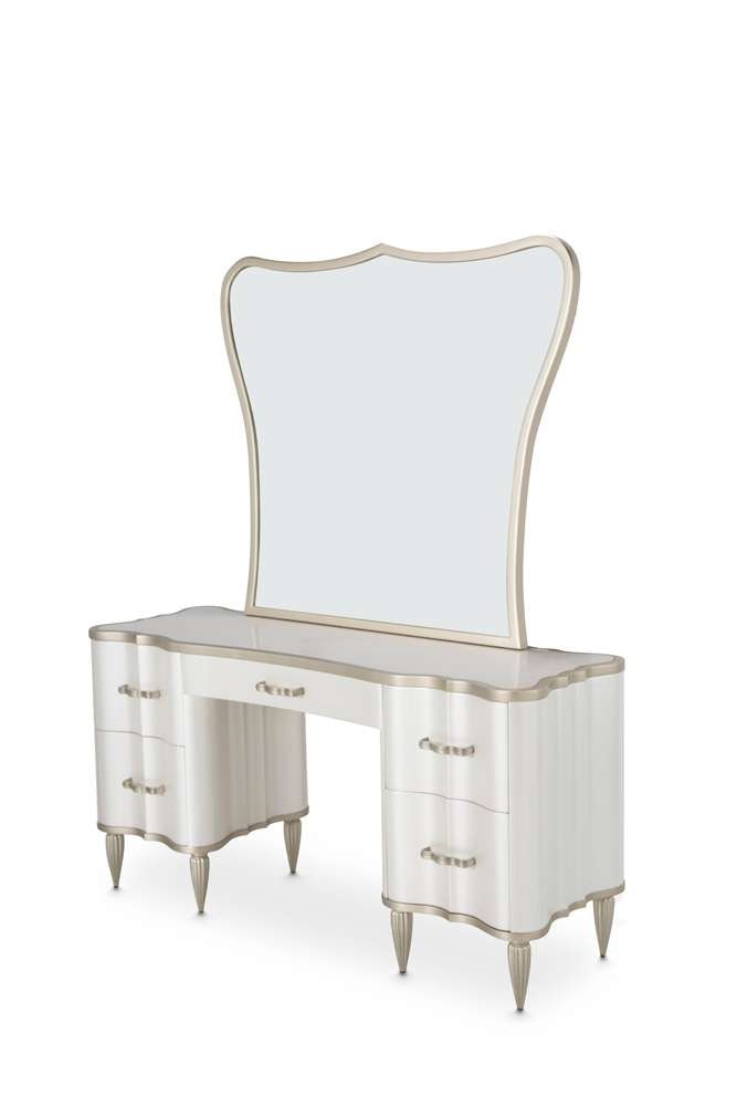 AICO by Michael Amini - London Place Vanity with Mirror - Creamy Pearl - N9004058VAN2-112 veiw 1