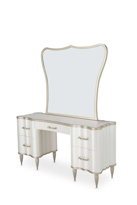 AICO by Michael Amini - London Place Vanity with Mirror - Creamy Pearl - N9004058VAN2-112 veiw 1
