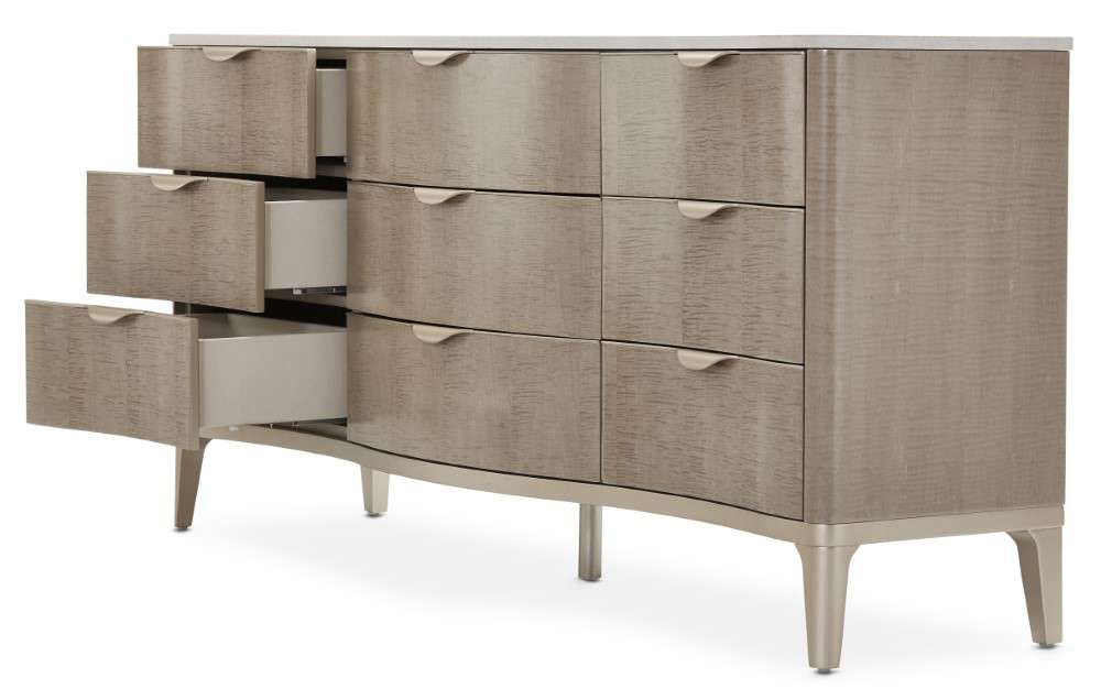 AICO by Michael Amini - Malibu Crest Dresser with Mirror - Blush - N9007050SA-260-131 veiw 6